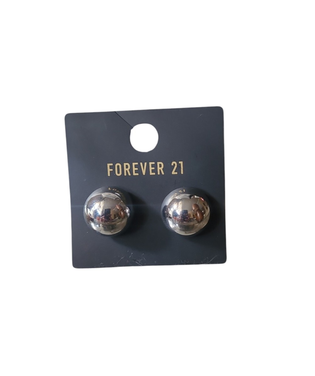 Half Ball Earrings Polish Finish Silver Tone Studs Push Back Forever 21  New