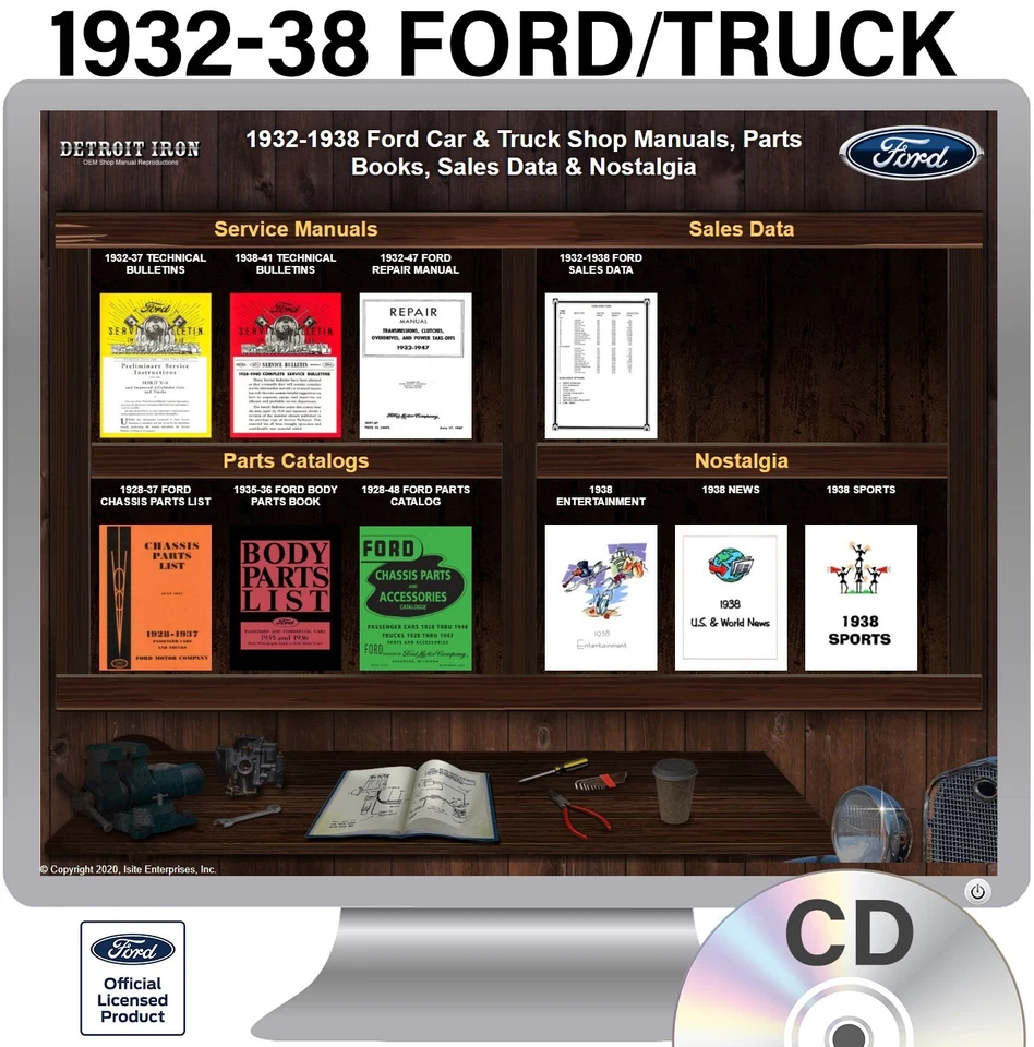 Руководства, данные о продажах и запчастях для магазинов грузовиков и автомобилей Ford 1932-1938 годов выпуска на USB - Изображение 2 из 2
