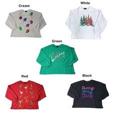 State Of Mine Women's Sequin Graphic Sparkle Sweatshirt