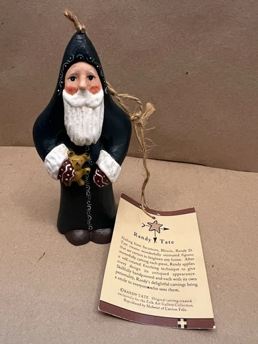 Vtg Randy Tate Santa Handmade Christmas Ornament Figurine Folk Art