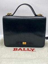 Bally Black Leather Vintage Shoulder Bag Gold Hardware Authentic Women's Crossb