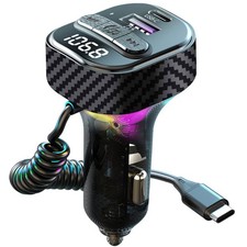 Bluetooth 5.3 FM Transmitter for Car, Car Adapter with Cable-Black