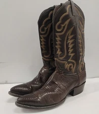 Justin Cowboy Boots 8306 Mens 9.5B Brown Iguana Lizard Leather Western Style