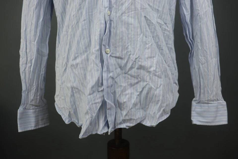 Camisa de vestir formal con botones manga larga cuello rayas azul Valentino talla 42 Foto 3 de 4