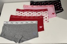 New Victoria's Secret PINK Logo Stretch Cotton Boyshort Panty 5 Pack Size M