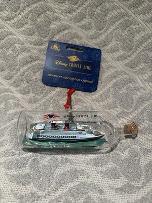 Disney Cruise Line DCL miniature mini SHIP IN BOTTLE Christmas Holiday ORNAMENT