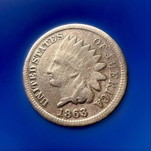 1863 Indian Head 1¢ Cent Penny - Copper Nickel  -VF-Beautiful 💥