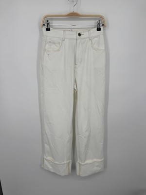 NWT Halara Cuffed Low-Rise Jeans Women's Small Denim Off White Classic Zip Fly