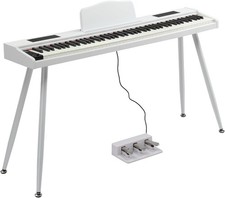 GLARRY Digital Piano Keyboard with Stand, Portable 88 keys Compact, White