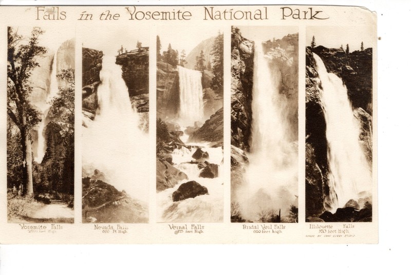 Named Waterfalls-Yosemite National Park-California-Vintage Real Photo Postcard