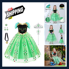 Girls Princess Dress Up Costume Set with Crown Wand and Accessories for