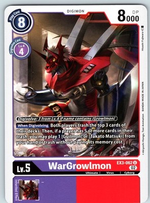WarGrowlmon Uncommon Draconic Roar Normal EX3-062 U NM