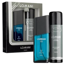 LOMANI 2 PCS SET FOR MEN: 3.4 EAU DE TOILETTE SPRAY + DEODORANT SPRAY