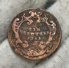 1763 Austria One Kreuzer Coin Low Grade