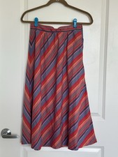Vintage Beacon St. Striped A-Line Midi Skirt Multicolor Cotton Retro Granny Core