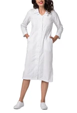 Adar Doctor Nurse White Medical Coat Double Embroidered Collar Cotton Lab Dress
