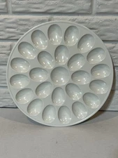 Zak! Designs White Large Round Deviled Egg 12" Serving Tray Platter 24 Count
