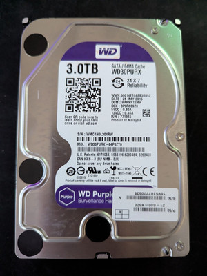 WD30PURX 3TB Western Digital Purple SATA 3.5'' CMR hard drive for DVR NVR new