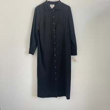 Vintage Talbots Button Down Dress Women 10 Petites Collared Wool Blend Office