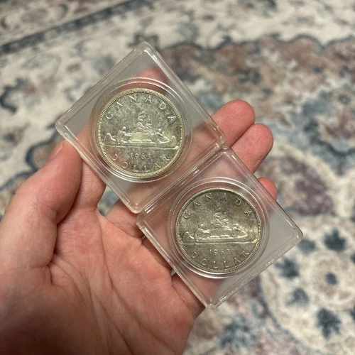 1963 Canada Silver Dollar - Beautiful Uncirculated Lot of 2 - 80% silver