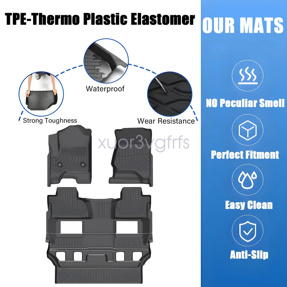 For 2015-2020 Chevrolet Tahoe GMC Yukon TPE 3D Floor Mats Liners 3rd Row Set 4x - Image 3 of 4