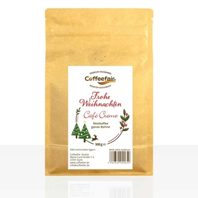 38179 Coffeefair Cafe Creme Weihnachtsedition - 500g Kaffeebohnen Barista Qualität