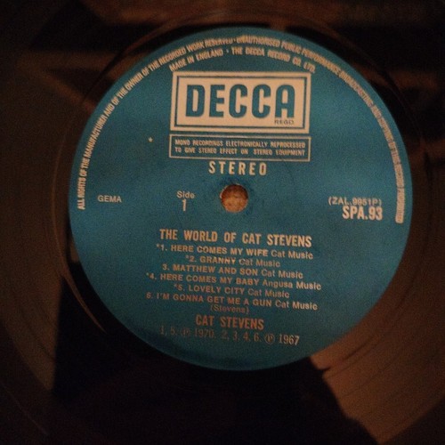 Cat Stevens - The World Of Cat Stevens Vinyl LP (1970, Decca SPA 93, VG+/VG+ - Picture 3 of 10
