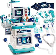 Doctor Kit for Toddlers 3-5, Kids Doctors Play Set, Mobile Cart with Lights and