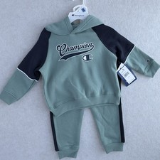 Champion Baby Boys 2 Piece Logo Hoodie Jogger Set Blue Size 24 Months NWT NEW