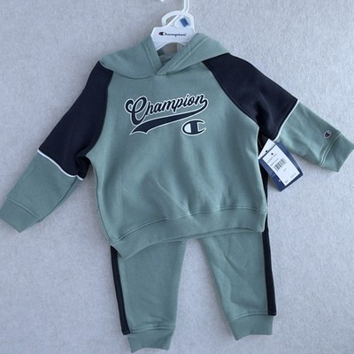 Champion Baby Boys 2 Piece Logo Hoodie Jogger Set Blue Size 24 Months NWT NEW