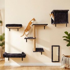 5in1 Cat Wall Shelves Climbing Systems, Large Cat Furniture Shelf Set Wall Ha...