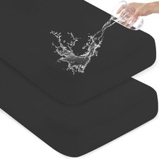 2 Pack Waterproof Crib Sheets Baby Fitted Neutral 52x28 Inch Standard Black
