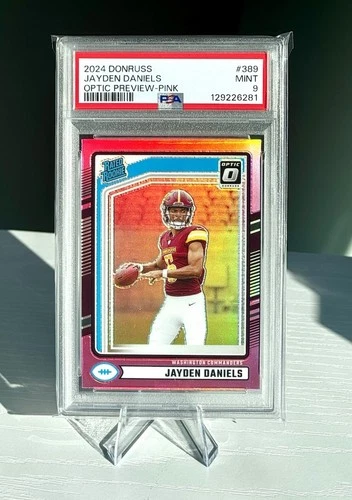 Jayden Daniels 2024 Panini Donruss Optic Preview #389 Pink Holo RC PSA 9 🔥