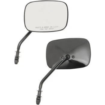 Drag Specialties Black Rectangular Short 4.5" Stem Convex Mirrors for Harley