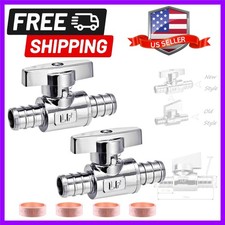 2 Pack LF Brass,1/2" Pex x 1/2" PEX Chrome-Plated 90&deg; Angle Stop Shut-Off Bal...