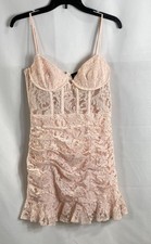 Bardot Women's Pink Lace Bustier Mini Dress Ruffle Strappy NWT Sz 8 M