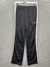 Puma Track Pants Womens Small T7 Black Pink High Waist Athletic Bottoms Ladies S