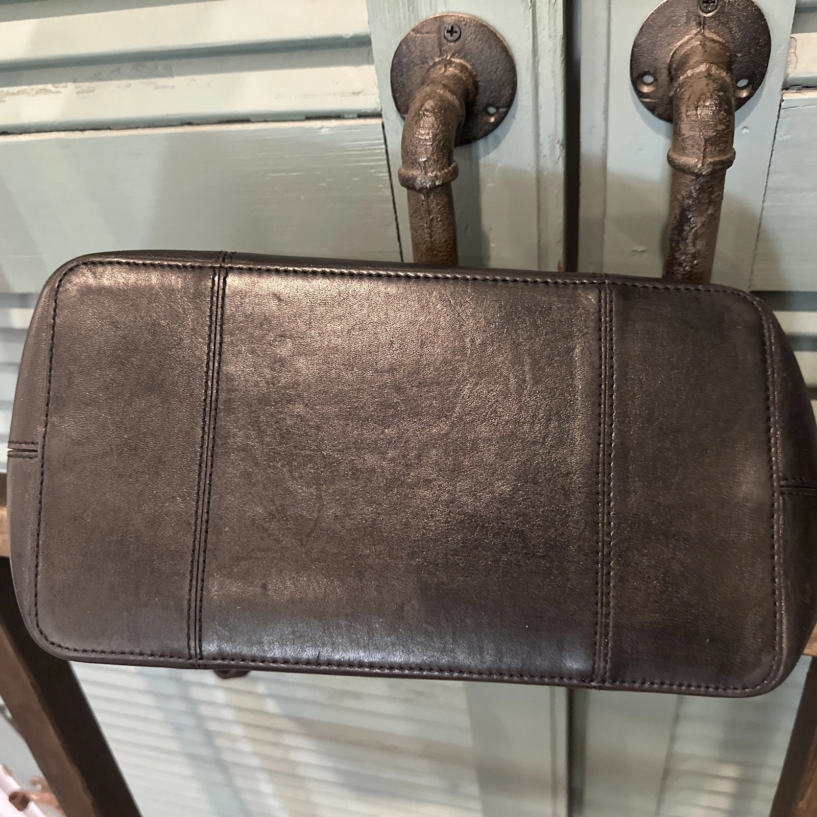 Tory Burch Borsa Tote Nera T Block Pelle Coulisse Aperta *Leggi Descrizione*