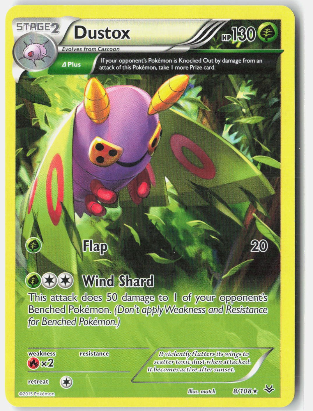 Dustox 8/108 Rare Roaring Skies Pokemon Lightly Played