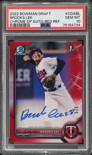 2022 BOWMAN DEBUT BROOKS LEE CHROME DP AUTO RED REFRACTOR 5/5 GEM MT 10 #CDABL