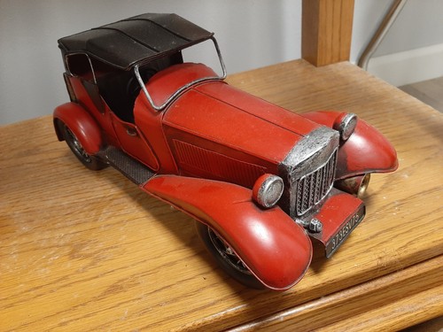 1950's MGTD/MGTC CAR Jayland Pressed Metal Decor Red 14" Long