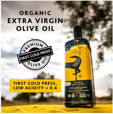Organic Extra Virgin Olive Oil  Cold Pressed 34 Oz Glass Terra Delyssa