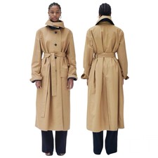 Celine Camel Tan Cotton Trench Coat With Wide Collar Size 34 By Phoebe Philo