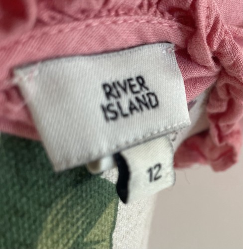 River Island Cotton Bouje Boho Peach Pink Floral Embroidered Belt dress 12 £55 - Picture 8 of 10