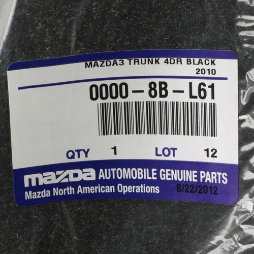 2010-2013 Mazda 3 Sedan 4-Door Carpeted Trunk Cargo Liner Mat OEM 0000-8B-L61 - Picture 4 of 4