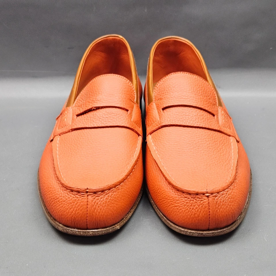 Zapatos de vestir JM Weston Le Moc Penny Mocasines para hombre talla 6 de cuero naranja sin cordones Foto 2 de 4