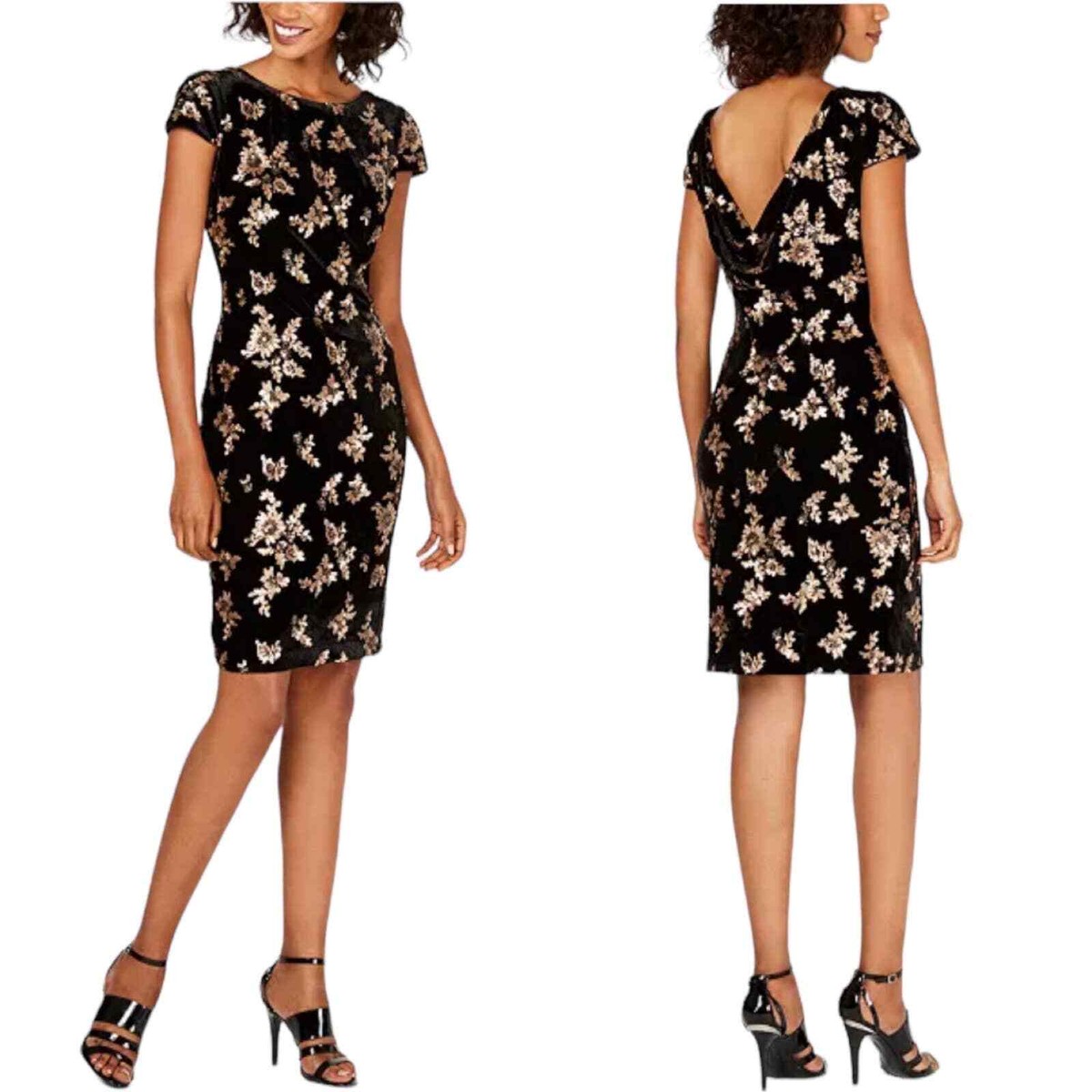 calvin klein black gold dress Rose Gold Sequin Halter Mermaid Prom Dress – Brydealo main image 1