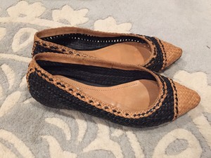 tan woven ballet pumps