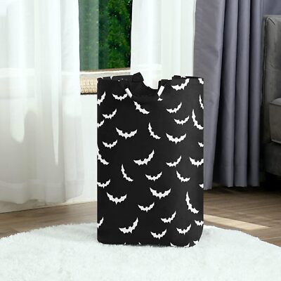 50l Laundry Basket Halloween Bats Goth Foldable Laundry Hamper With Padded Handl