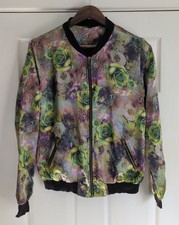 Vintage Vivid Shock Romy Bomber Women's Jacket Colourful Floral Fullzip Size L